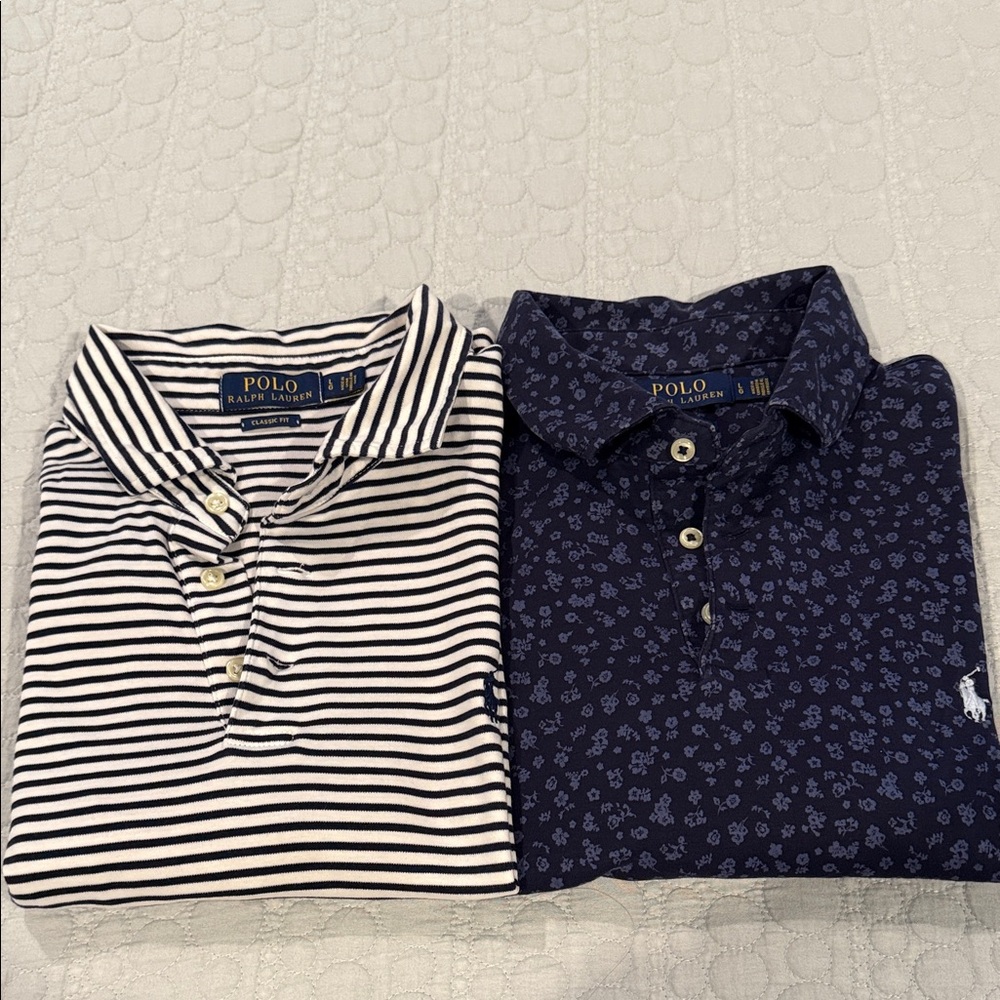 Lot of 2 large short sleeve polo by Ralph Lauren Men's Striped and Floral shirts